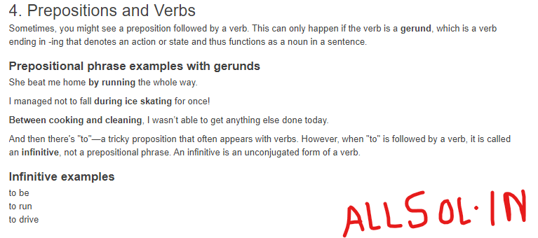 Prepositions and verbs