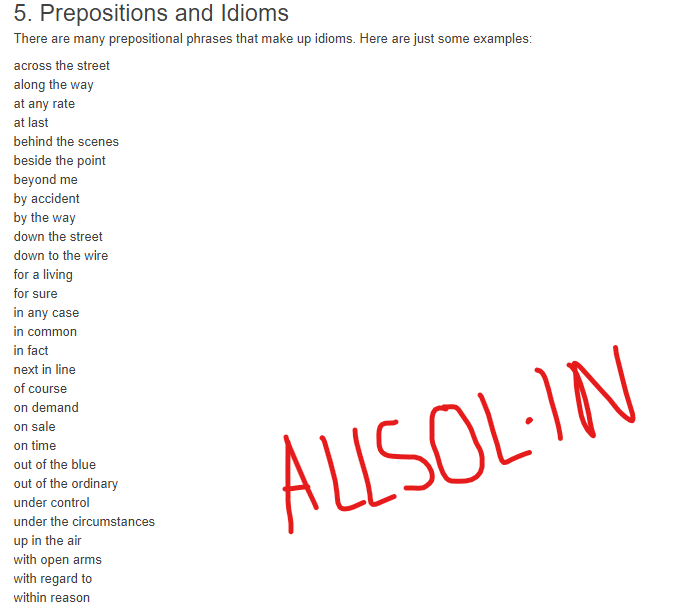 Prepostions and idioms