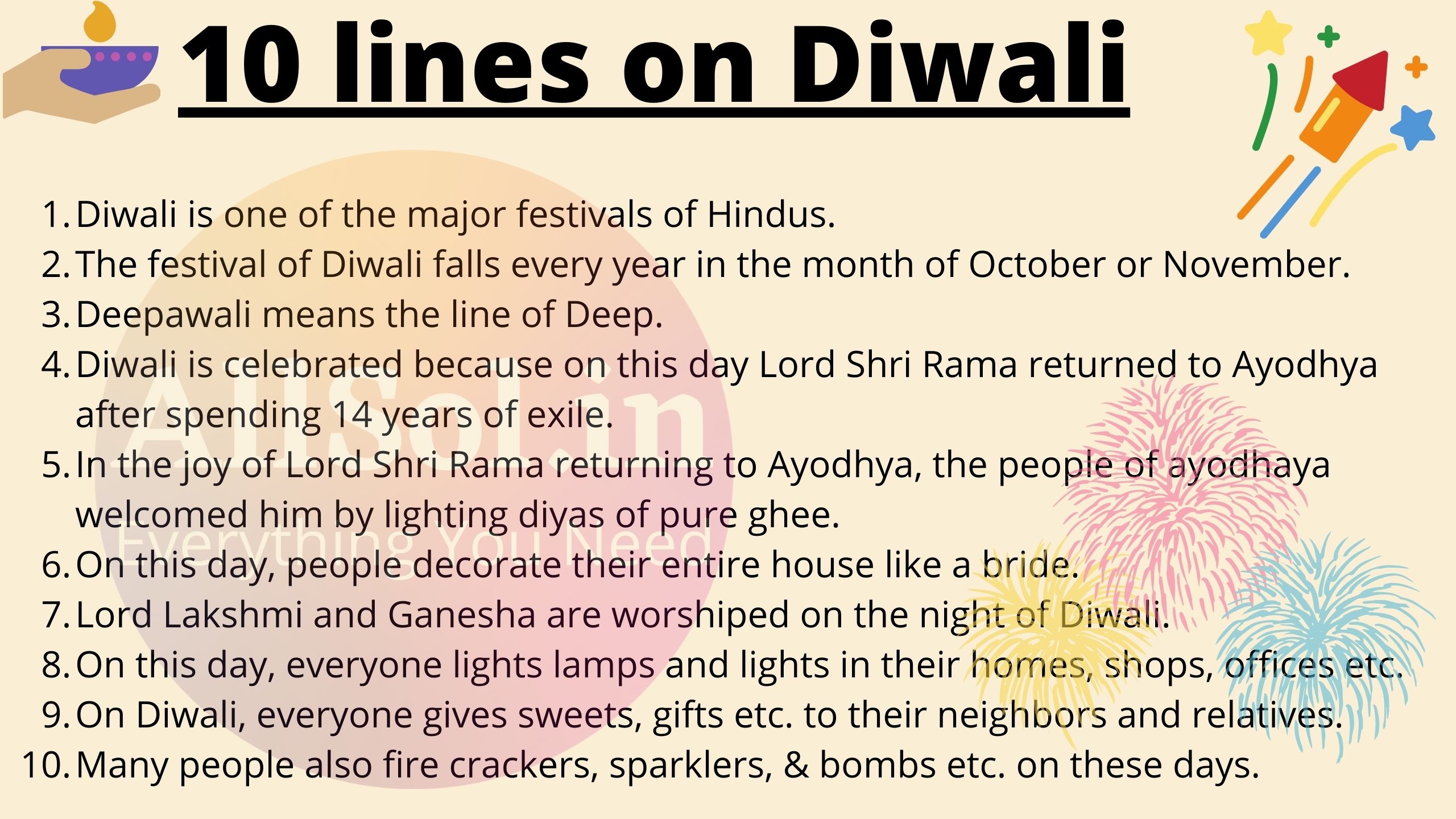 diwali essay short line