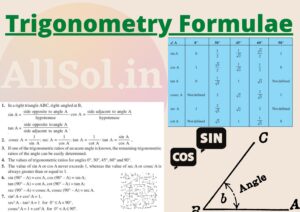 Trigonometry Formulas for Class 10 NCERT