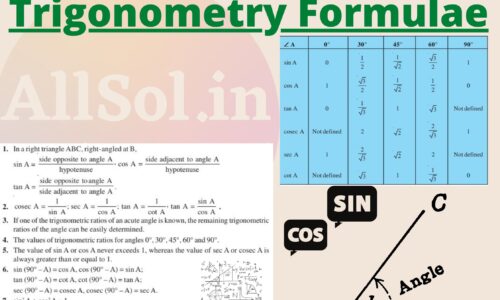 Trigonometry Formulas for Class 10 NCERT