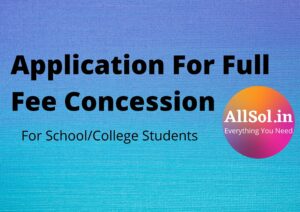 Application For Fee Concession