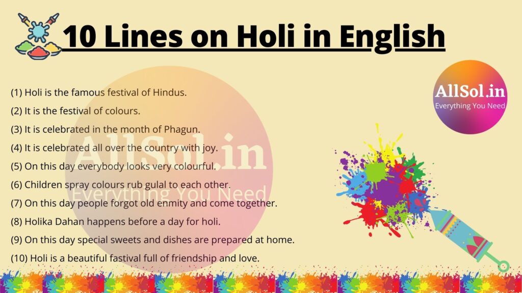 10 Lines on Holi in English