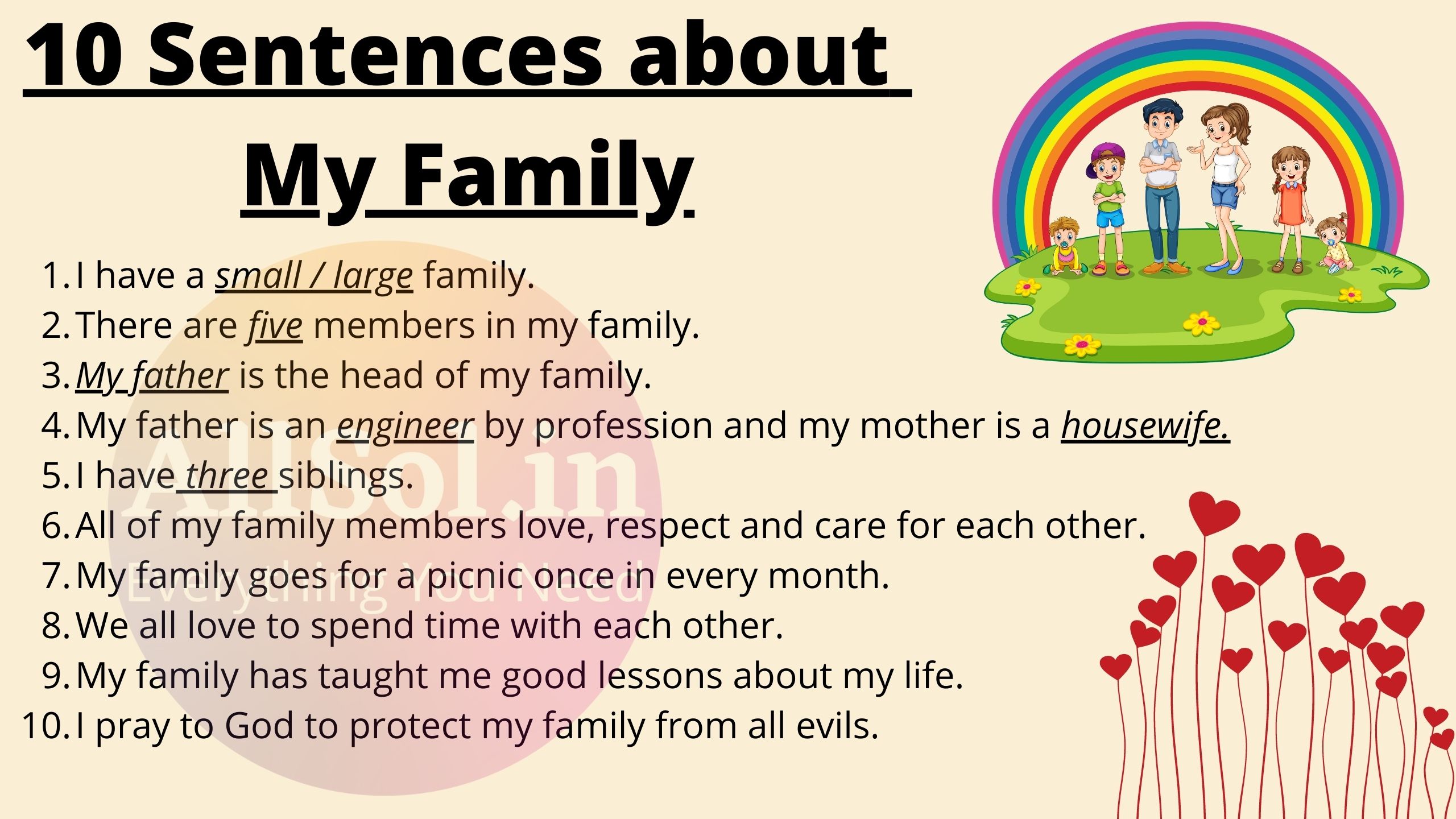 10 Sentences about My Family