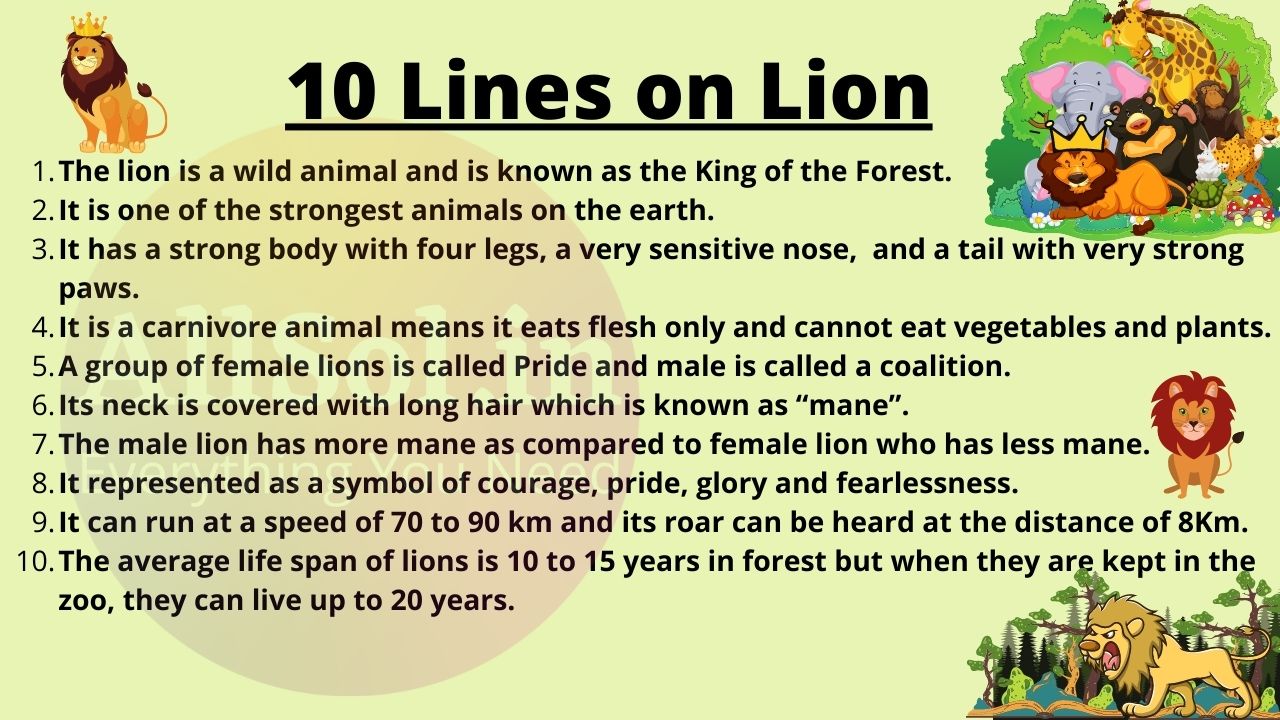 10 Lines on Lion