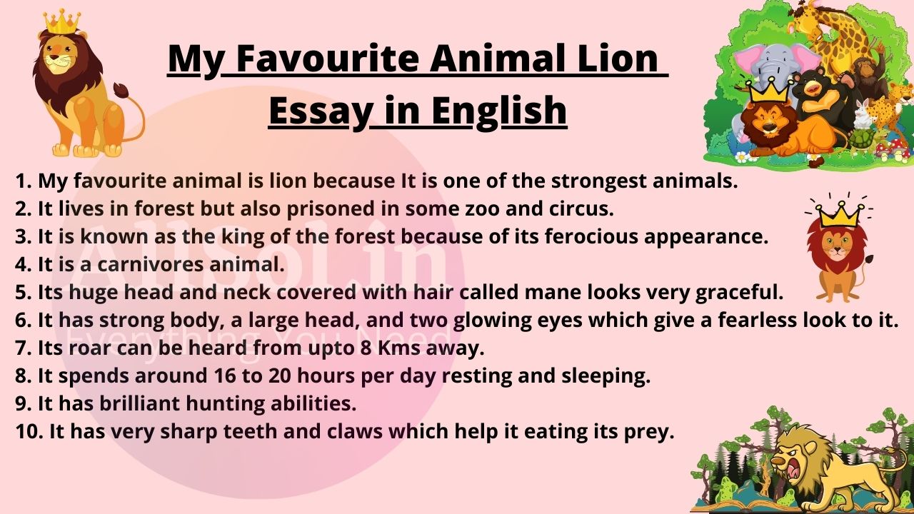 My Favourite Animal Lion Essay in English