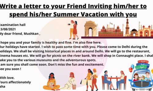Write a letter to your Friend Inviting him/her to spend his/her Summer Vacation with you
