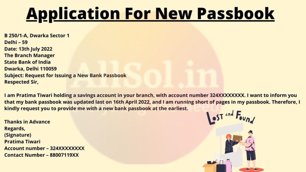 Application Request for Issuing a New Bank Passbook