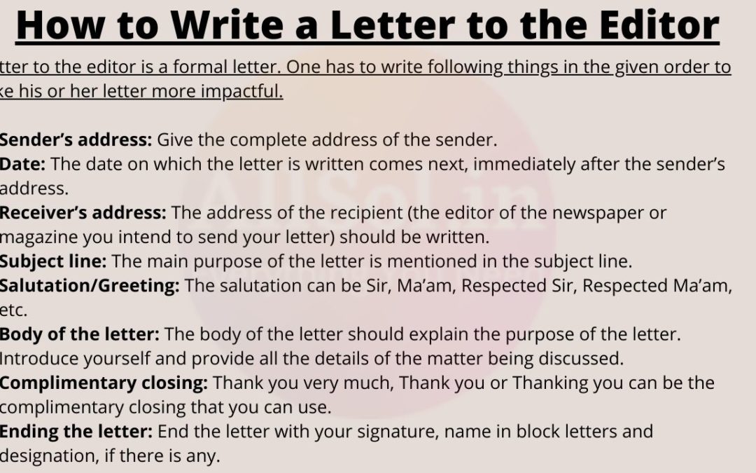 How to Write a Letter to the Editor